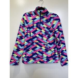 FILA Sport Womens Small Pullover Shirt Jacket Bright Soccer Sport 1/4 Zip